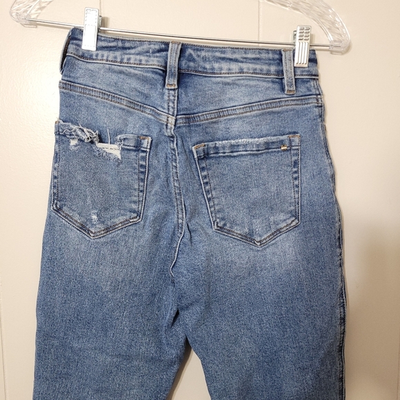 Mica Los Angeles Jeans Womens Blue Distressed Slim Straight High Rise Size 24 - Picture 7 of 11